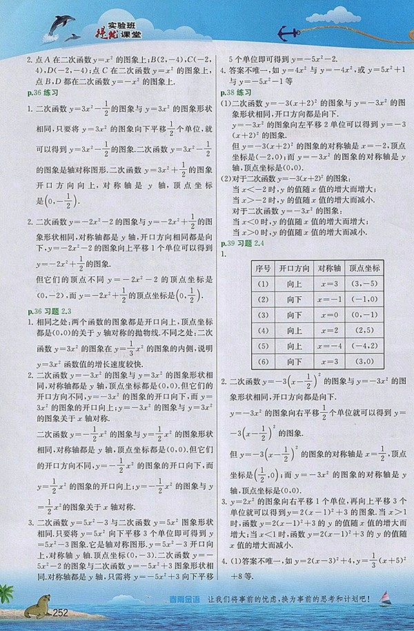 2018年實(shí)驗(yàn)班提優(yōu)課堂北師大版數(shù)學(xué)九年級下冊參考答案