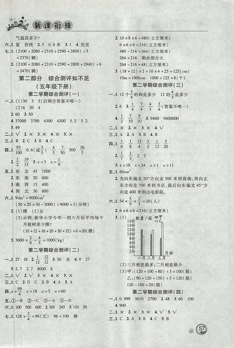 2018年北京聯(lián)合出版公司假期天天樂暑假五年級數(shù)學(xué)參考答案