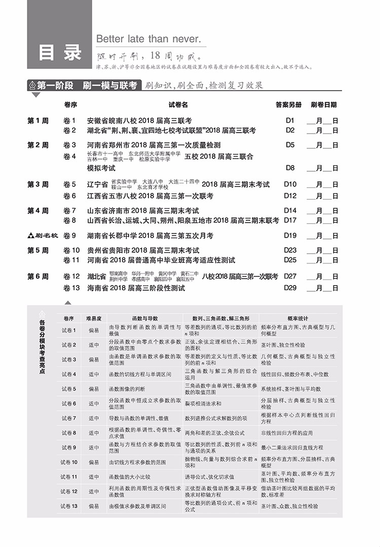 2019新課標全國卷文科數(shù)學(xué)高考必刷卷42套參考答案