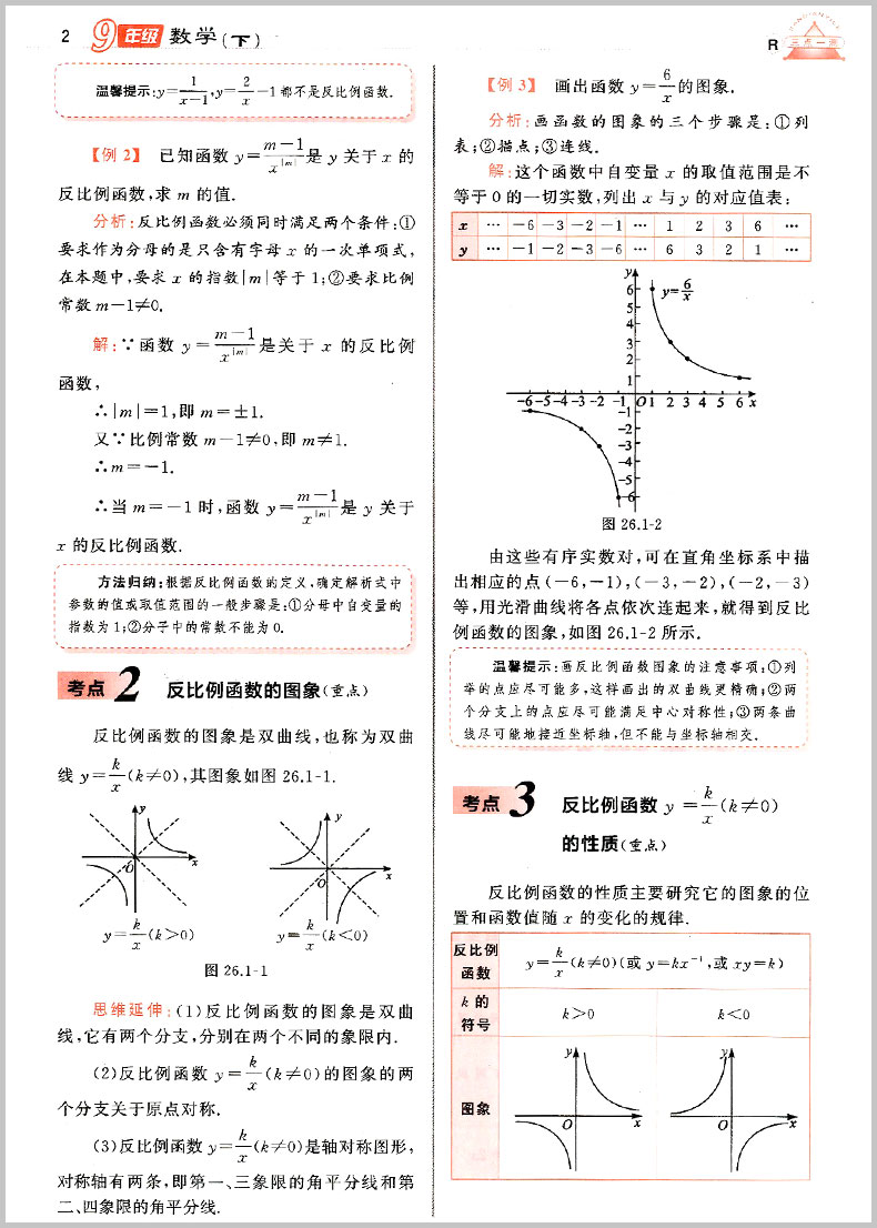 2019年人教版三點(diǎn)一測優(yōu)等生專用九年級數(shù)學(xué)下冊參考答案