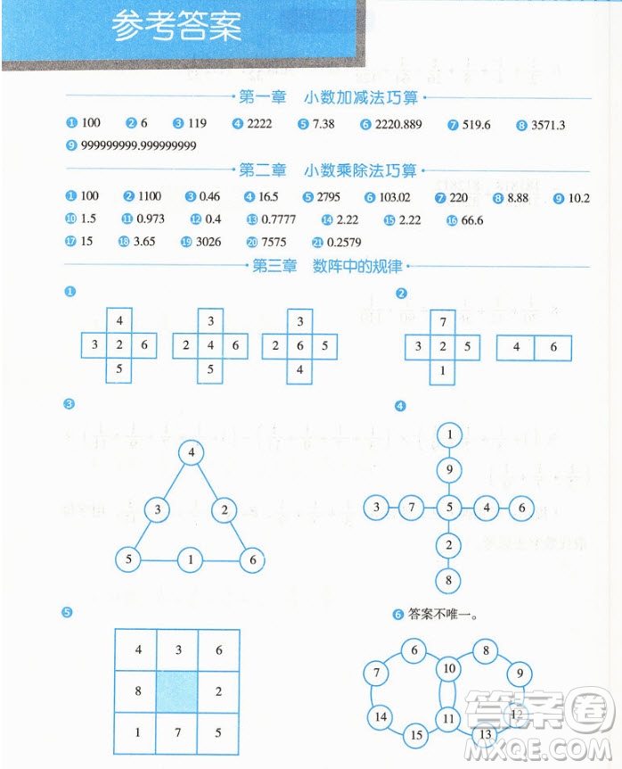 2018年圖解小學(xué)數(shù)學(xué)思維訓(xùn)練題五年級第二版參考答案