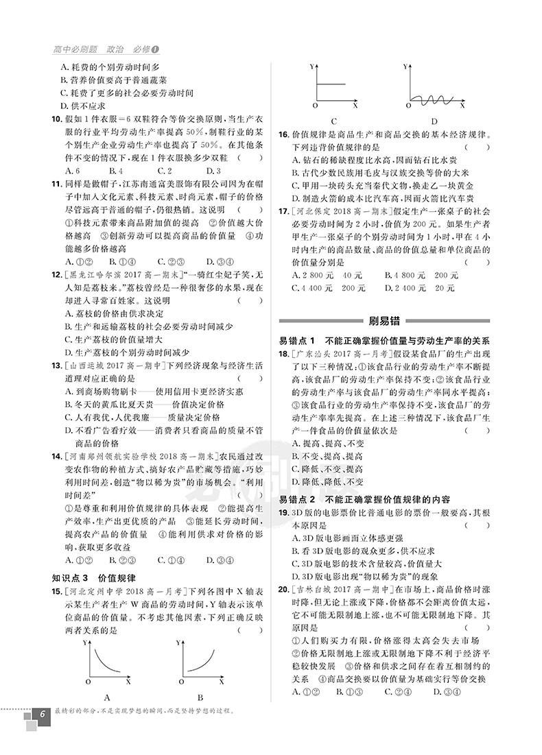 2019人教版理想樹高中必刷題政治必修1參考答案