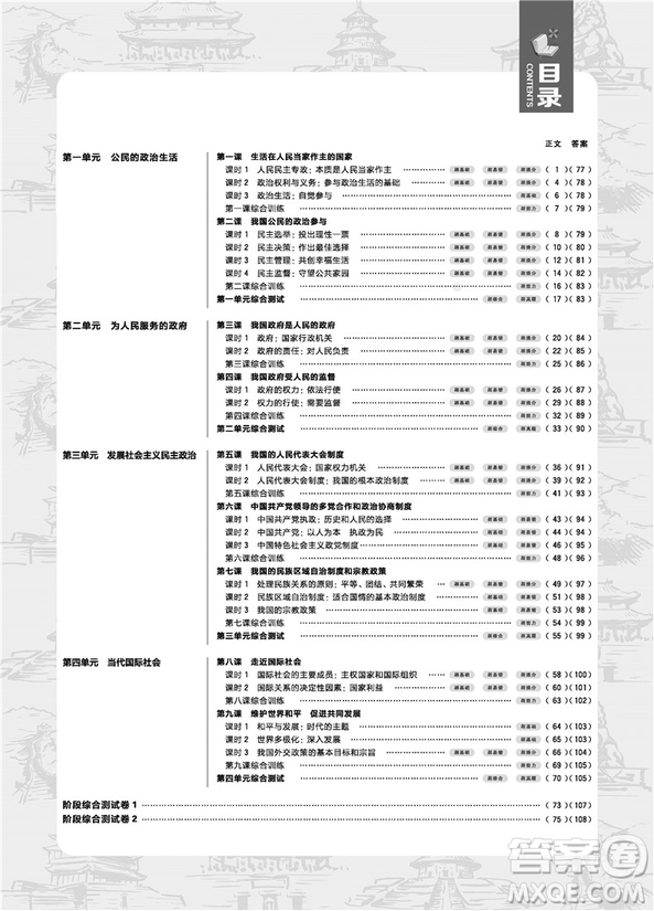 2019人教版高中必刷題政治必修2參考答案