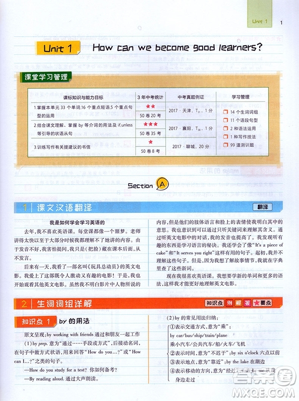 2019新版王后雄課堂完全解讀九年級(jí)上冊(cè)英語參考答案