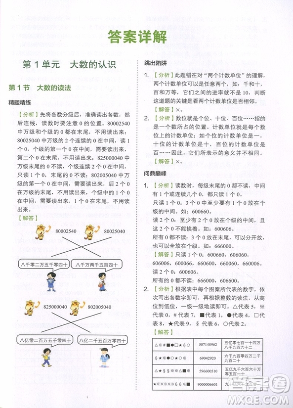 2018年學而思小學數(shù)學滿分突破練習四年級參考答案