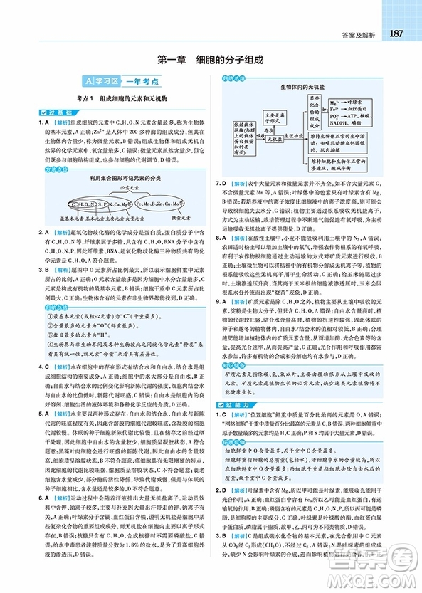 2019一遍過(guò)高考總復(fù)習(xí)生物參考答案