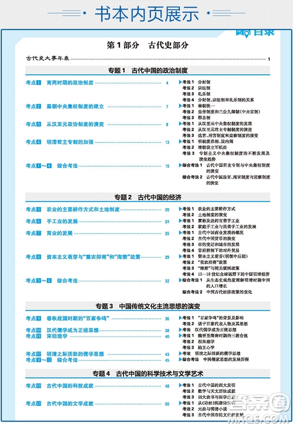  2019新版高考?xì)v史A版600分考點(diǎn)700分考法參考答案