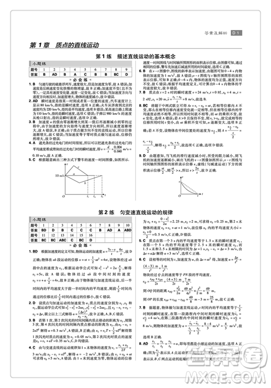 理想樹67高考2019新版高考小題練透物理答案