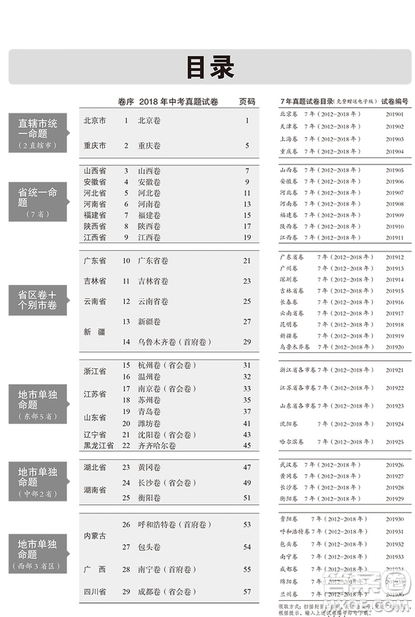 2019一線名卷53金卷系列全國(guó)各省市近7年中考真題卷歷史參考答案