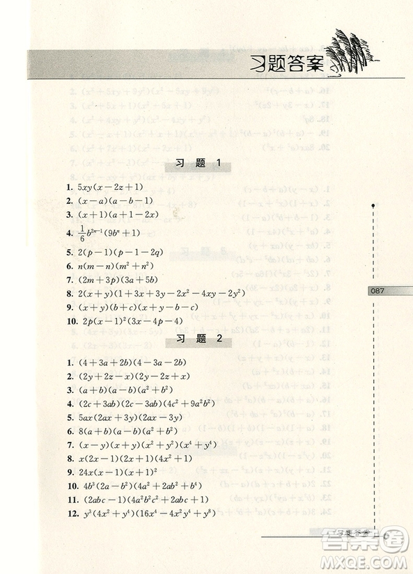 第二版數(shù)學(xué)奧林匹克小叢書(shū)初中卷1因式分解技巧答案