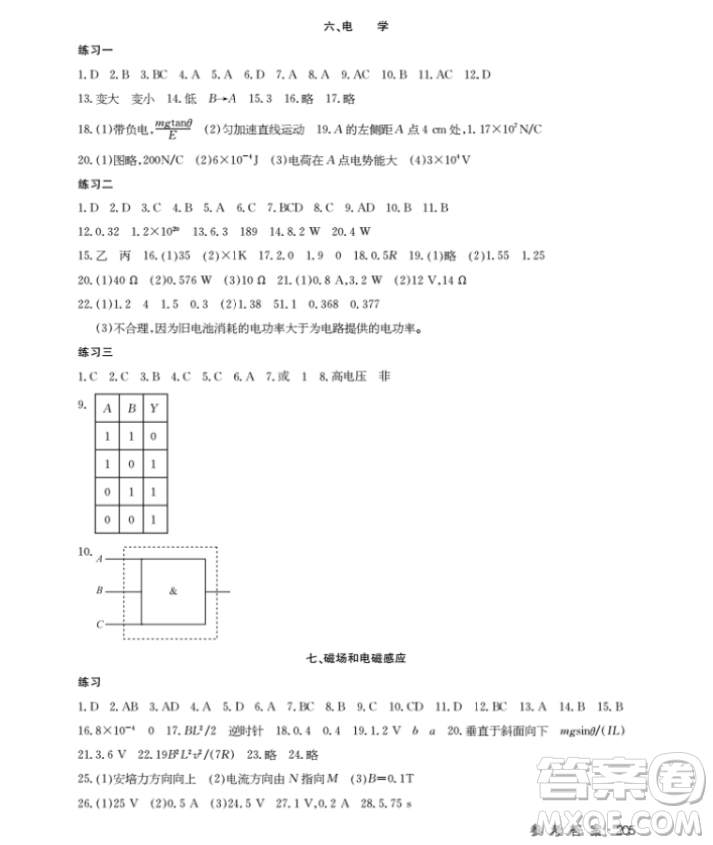 2019上海作業(yè)高二下物理鐘書金牌參考答案