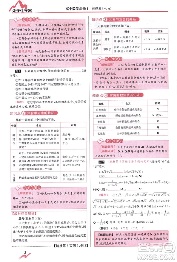 2019尖子生學(xué)案高中數(shù)學(xué)必修一1人教版RJ新課標(biāo)參考答案