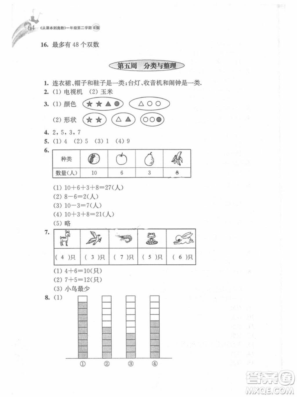 2019年從課本到奧數(shù)一年級第二學(xué)期B版參考答案