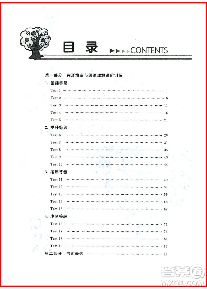 2018年八年級閱讀理解書面表達與完形填空進階訓練3合1參考答案