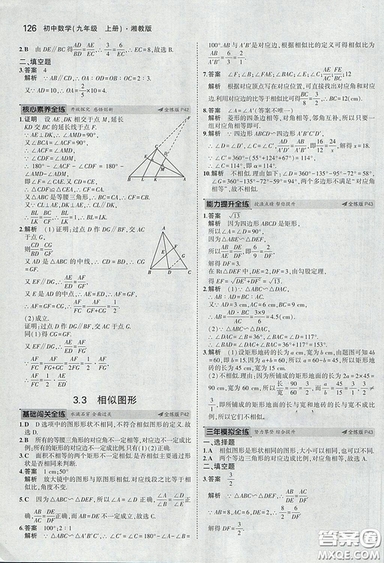 2018版5年中考3年模擬數(shù)學(xué)九年級上湘教版參考答案