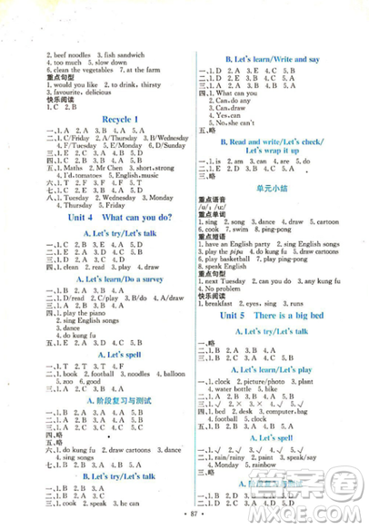 2018版能力培養(yǎng)與測(cè)試五年級(jí)上冊(cè)英語(yǔ)PEP人教版答案