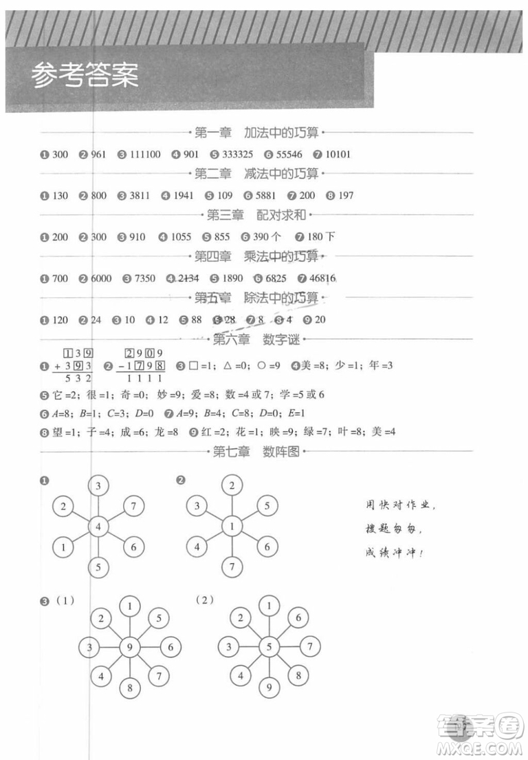 圖解小學(xué)數(shù)學(xué)思維訓(xùn)練題三年級(jí)2018年最新參考答案