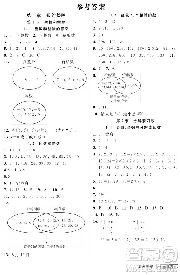 2018年鐘書金牌新教材全解六年級上數(shù)學(xué)參考答案