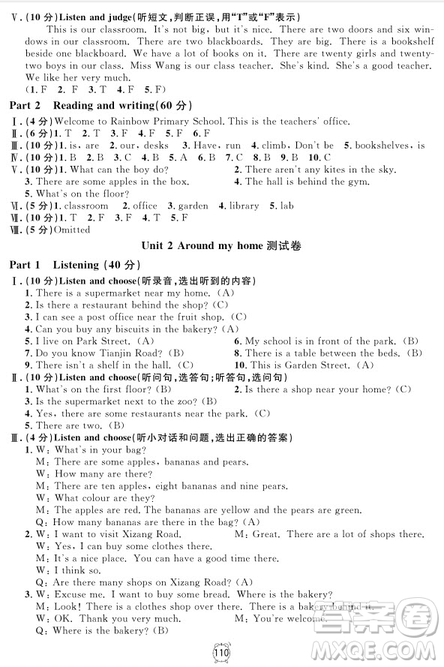 2018年滿分訓(xùn)練與測試金試卷四年級上冊英語N版參考答案