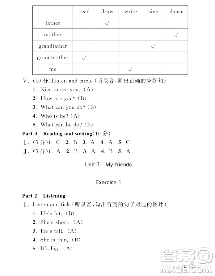 2018年鐘書金牌上海作業(yè)英語N版1年級(jí)上參考答案