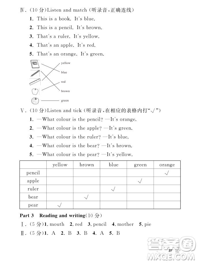 2018年鐘書金牌上海作業(yè)英語N版1年級(jí)上參考答案