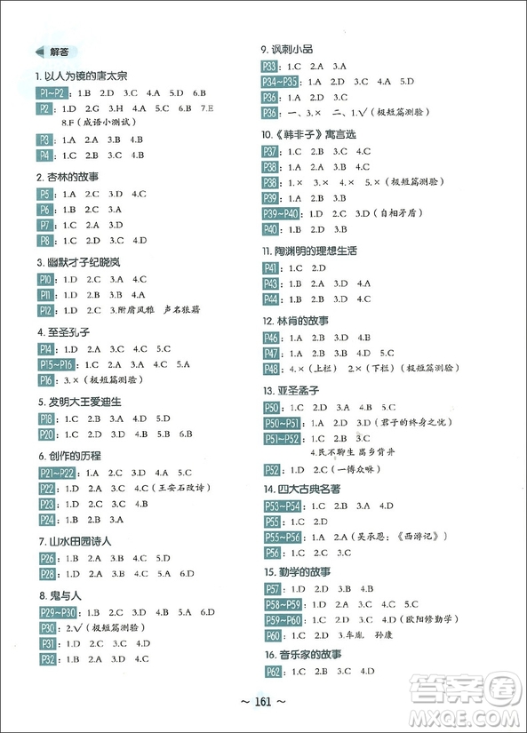 2018年中學(xué)生每日一文2八年級(jí)語(yǔ)文參考答案