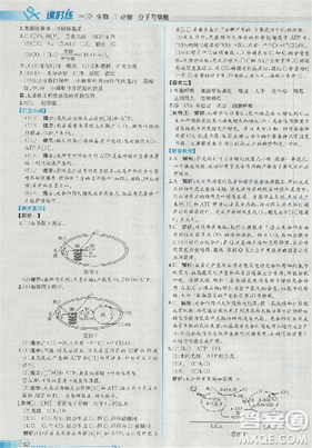 2018新版同步導(dǎo)學(xué)案課時練生物必修1人教版答案