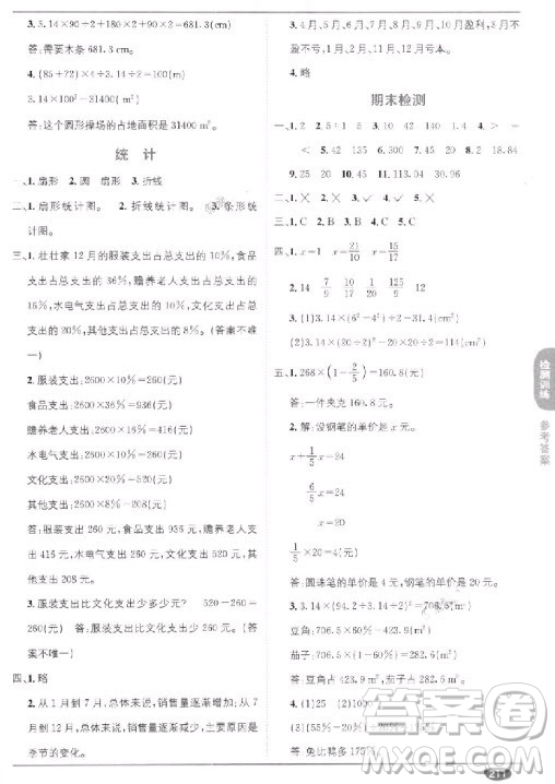 2018秋教材1+1六年級上冊數(shù)學(xué)人教版參考答案