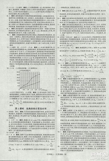 2018年經(jīng)綸學(xué)典學(xué)霸題中題九年級物理江蘇國標版參考答案