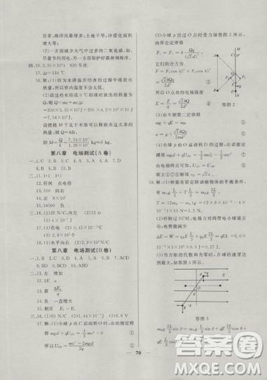 2018鐘書金牌金牌教練高二物理上冊(cè)參考答案