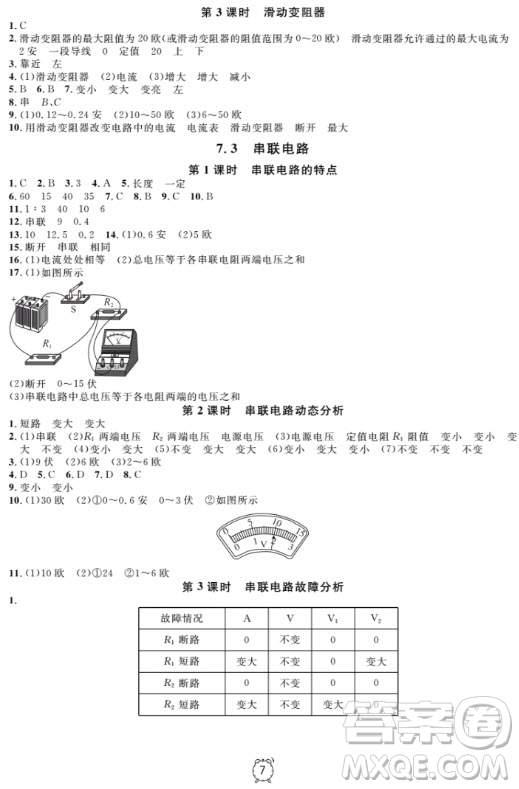 上海作業(yè)物理9年級上2018參考答案