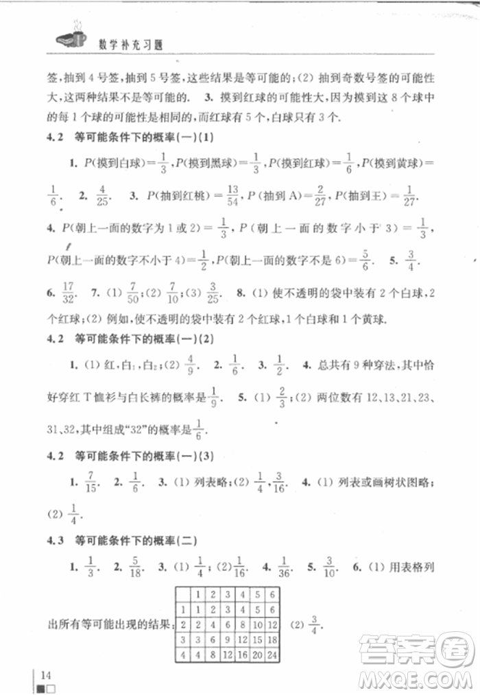 2018秋數(shù)學(xué)補(bǔ)充習(xí)題九年級(jí)上冊(cè)蘇科版參考答案