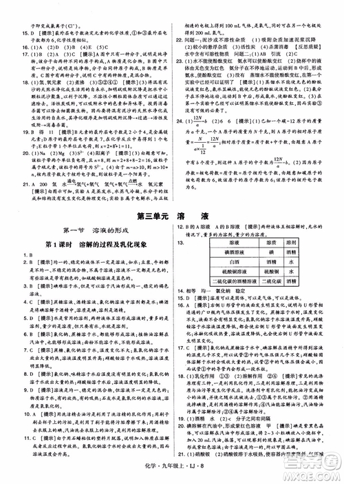 經(jīng)綸學(xué)典學(xué)霸題中題九年級(jí)化學(xué)上冊(cè)2018魯教版參考答案