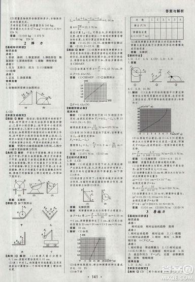 2018資源與評(píng)價(jià)物理必修1人教版參考答案