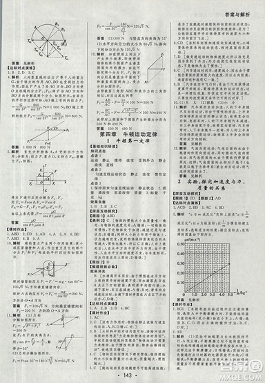 2018資源與評(píng)價(jià)物理必修1人教版參考答案