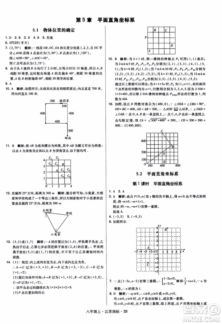 2018秋學(xué)霸題中題數(shù)學(xué)八年級(jí)上冊(cè)蘇科版江蘇國標(biāo)參考答案