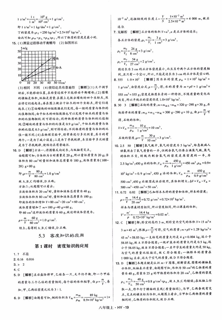 2018秋新版經(jīng)綸學(xué)典學(xué)霸題中題八年級物理上冊HY滬粵版參考答案