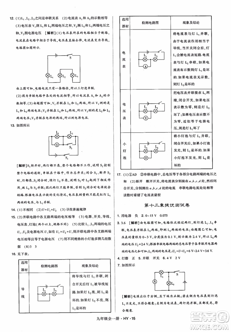 2018秋經(jīng)綸學(xué)典學(xué)霸題中題物理九年級(jí)全一冊(cè)滬粵版參考答案