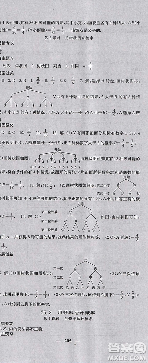 人教版2018年課堂點(diǎn)睛九年級(jí)數(shù)學(xué)上冊(cè)參考答案