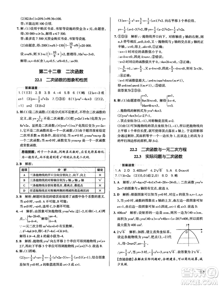 中考復(fù)習(xí)資料學(xué)霸錯題筆記初中數(shù)學(xué)參考答案