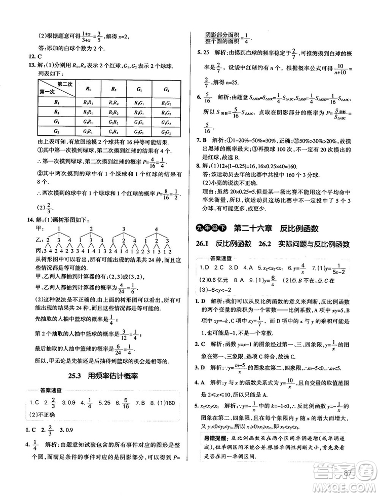 中考復(fù)習(xí)資料學(xué)霸錯題筆記初中數(shù)學(xué)參考答案