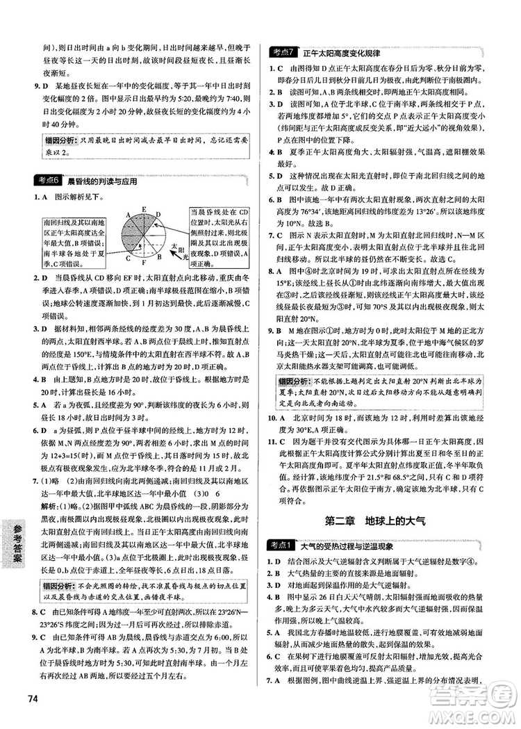 新版學(xué)霸錯(cuò)題筆記高一至高三地理參考答案