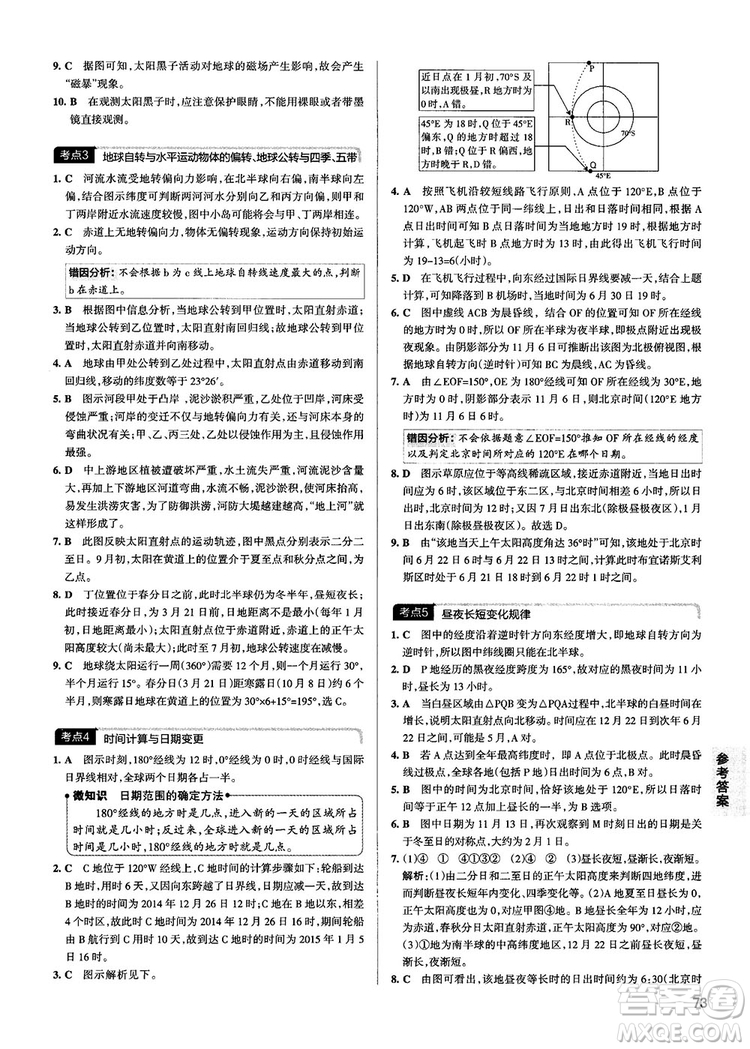 新版學(xué)霸錯(cuò)題筆記高一至高三地理參考答案