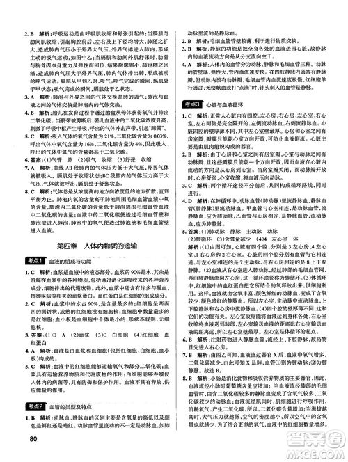 中考復習資料新版學霸錯題筆記初中生物參考答案