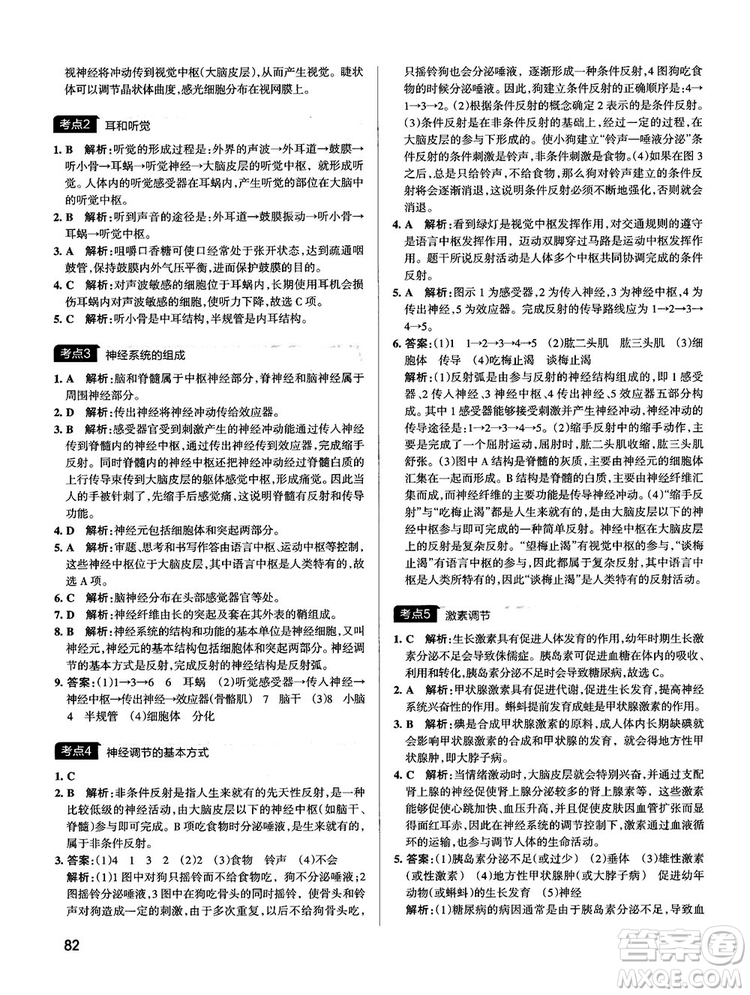 中考復習資料新版學霸錯題筆記初中生物參考答案