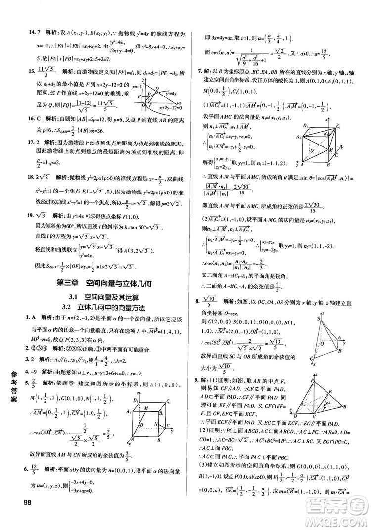 2019PASS綠卡圖書學(xué)霸錯(cuò)題筆記高中數(shù)學(xué)參考答案