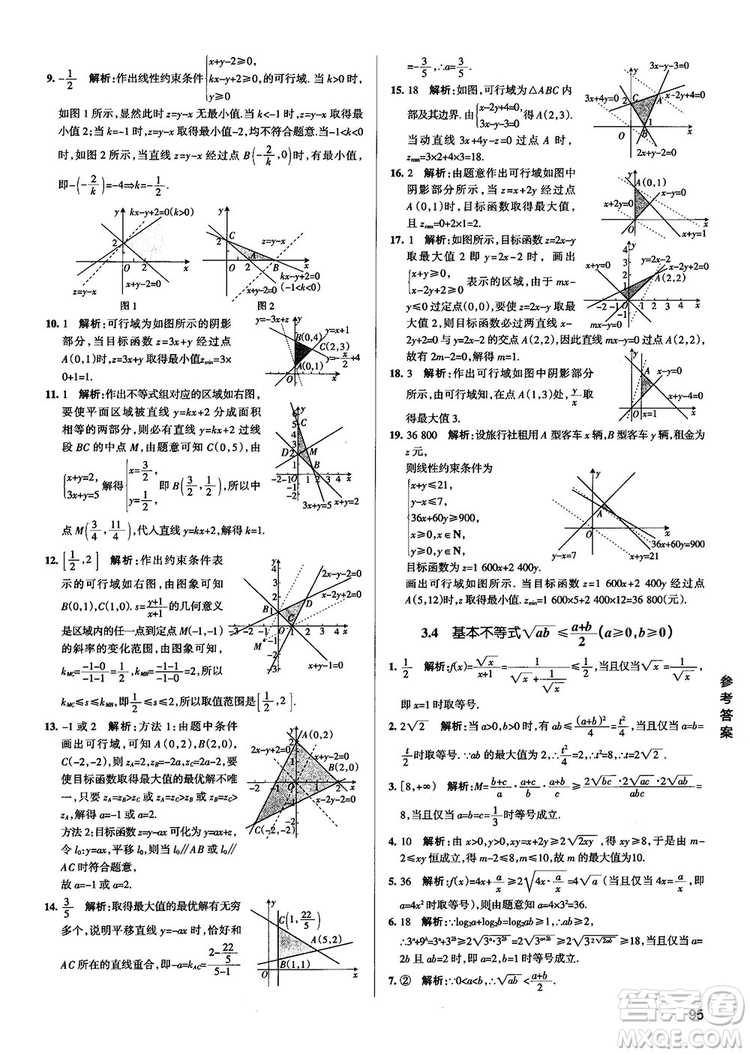 2019新版江蘇專用高中數(shù)學(xué)學(xué)霸錯題筆記參考答案