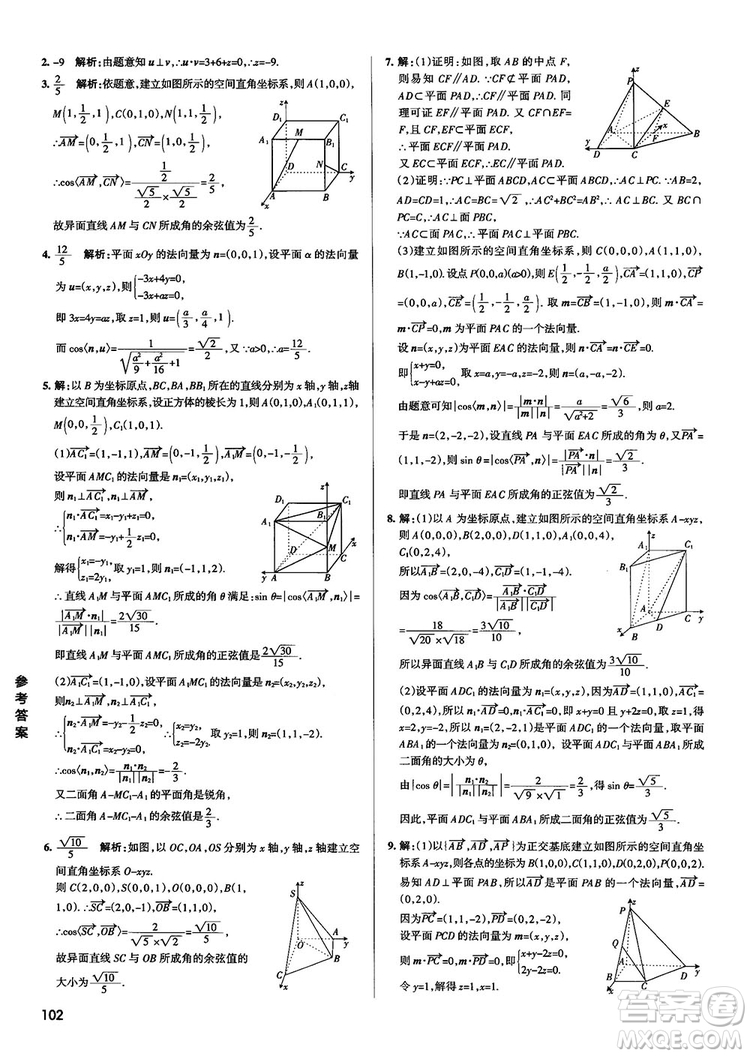 2019新版江蘇專用高中數(shù)學(xué)學(xué)霸錯題筆記參考答案