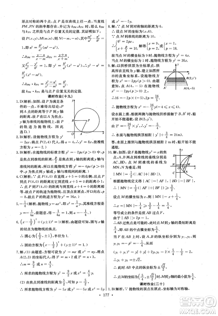 2018年長江全能學案高中數(shù)學選修2-1人教版課本練習冊參考答案