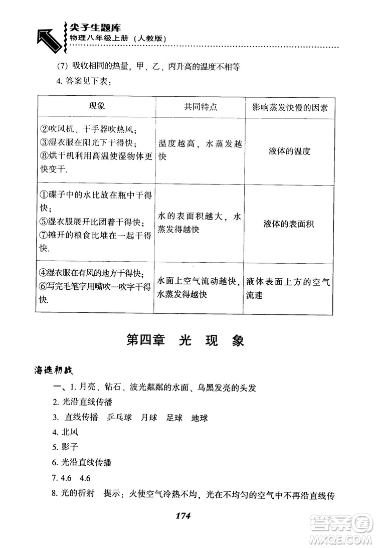 2018年尖子生題庫物理八年級(jí)上冊(cè)人教版參考答案